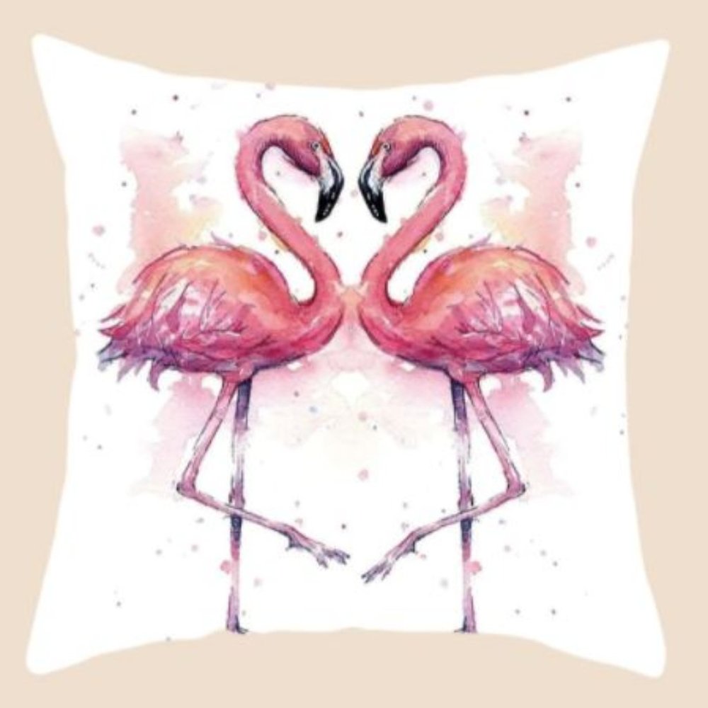 Pink flamingo throw pillow